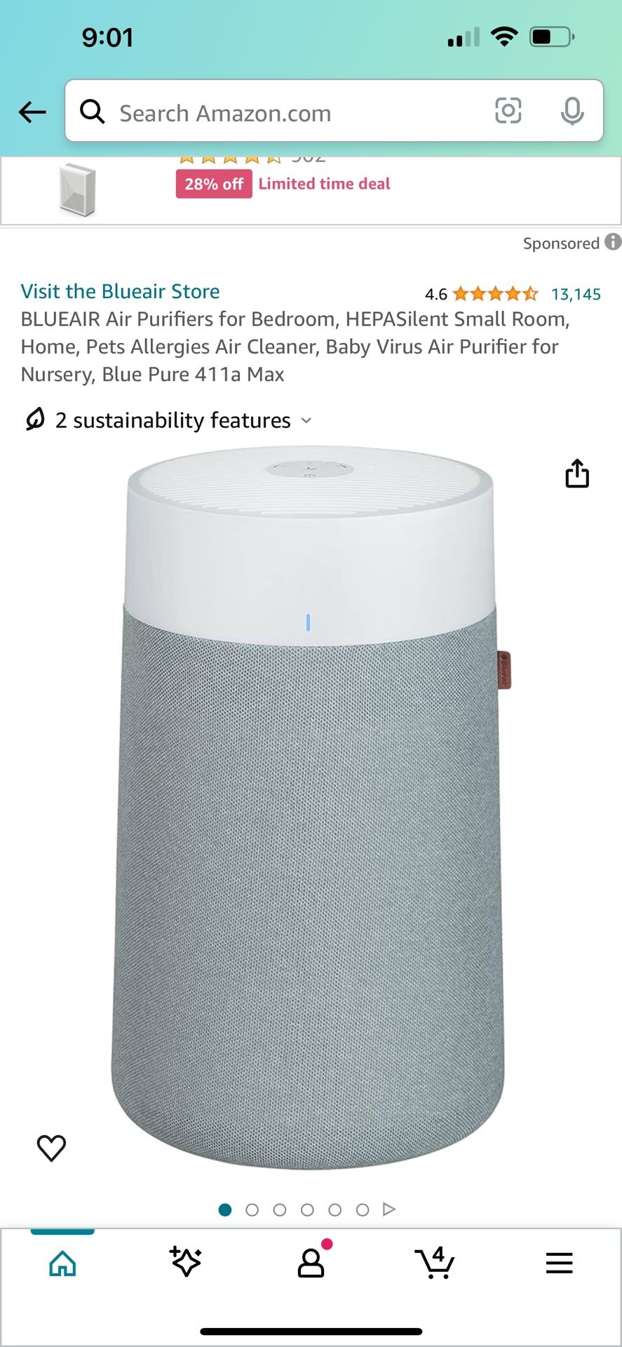 New Blue Air Purifier 411 A Max