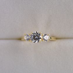 14k Three Stone Engagement Ring