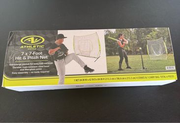 Athletic Works 7 ft. x 7 ft. Hit and Pitch Training Net for Baseball and Softball