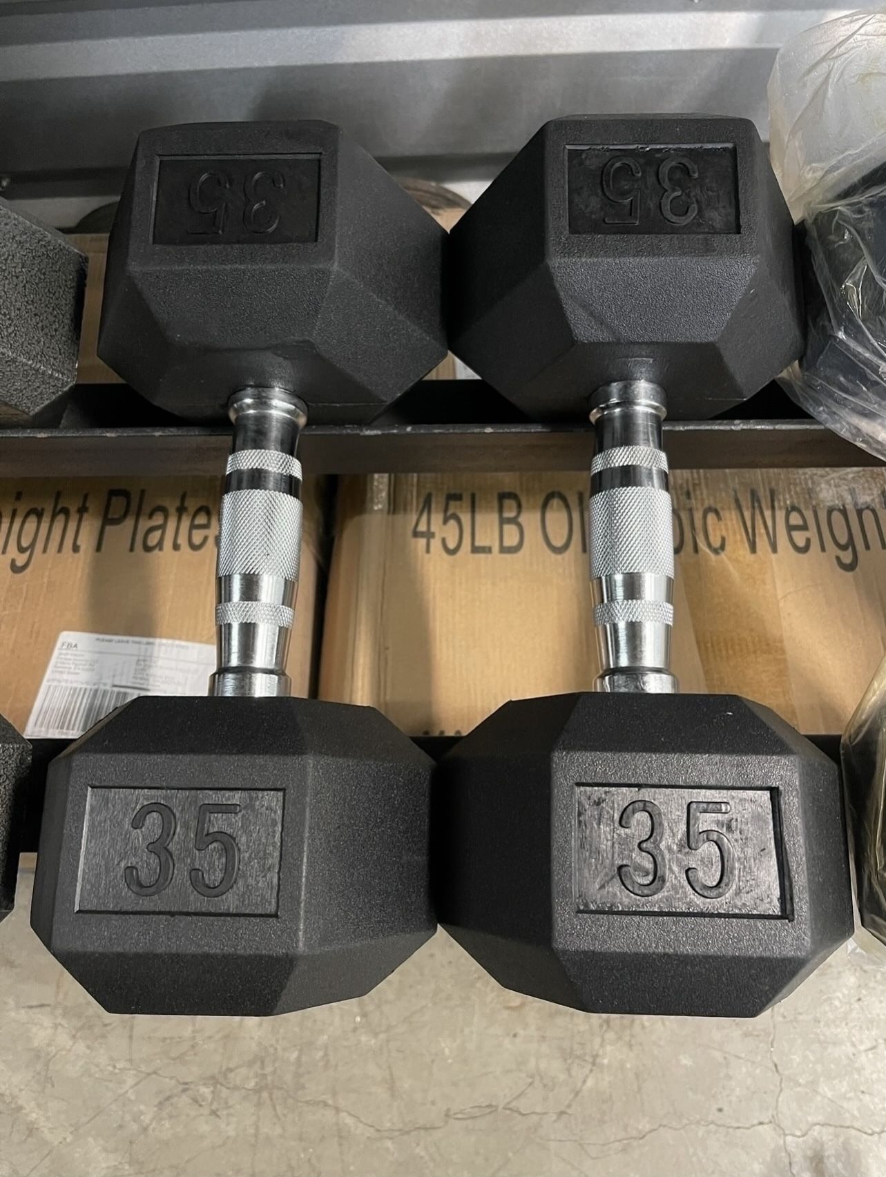 35 lbs Hex Rubber Dumbbell Weights…. (Brand New) Home Gym Fitness For Less….