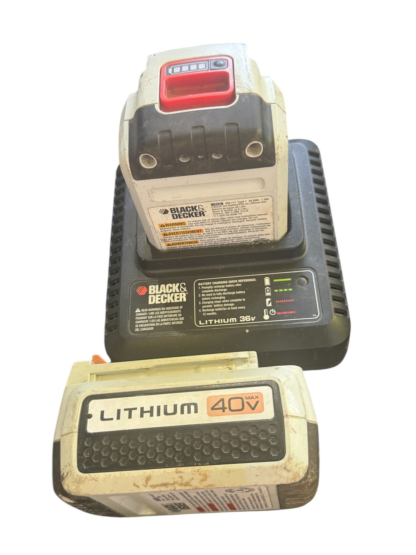 36 & 40 Volt Black & Decker Lithium Battery LBXR2036, and LBX36 W Charger