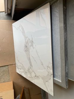 Single 31.5" Calacatta marble-look porcelain wall tile – large-format shower/bath accent