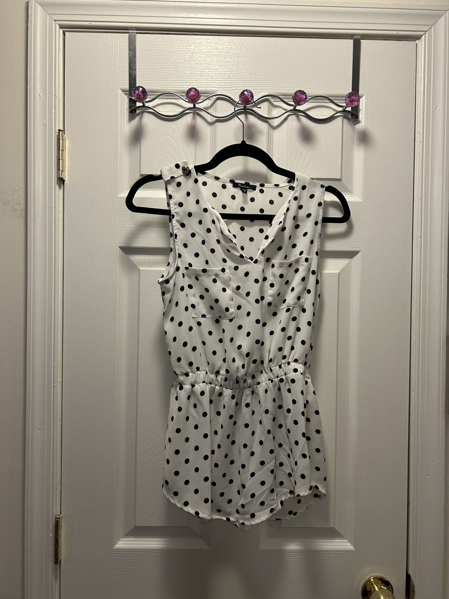 White Polka Dot Top