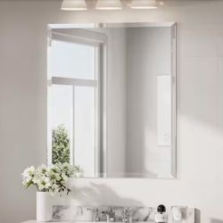 30 in. W x 36 in. H Rectangular Beveled Frameless Wall Mount Bathroom Vanity Mirror Decorative Wall Accent Mirror
