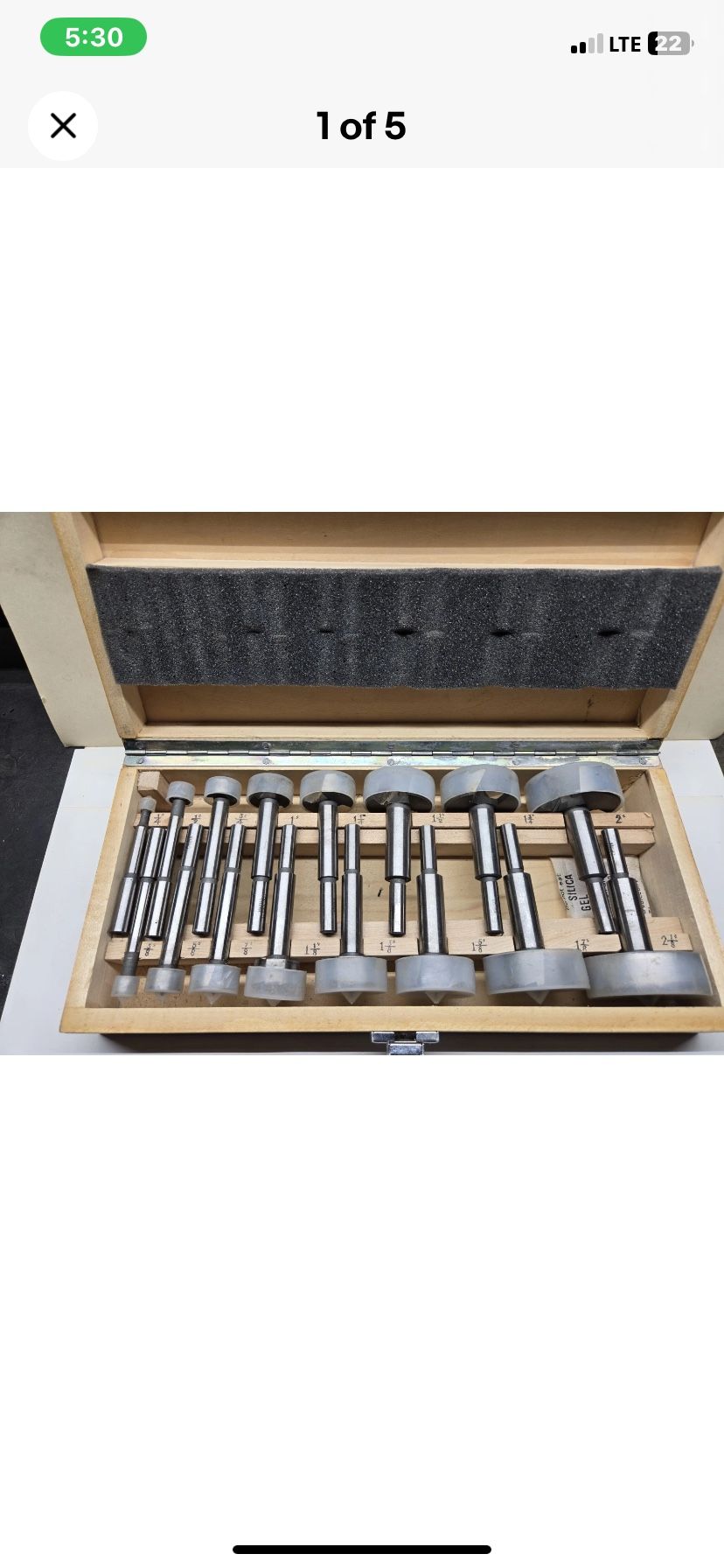 16 PC FORSTNER WOOD BORING DRILL BIT TOOL FORSTENER SET In Wooden Box