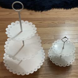 Set Of 2 White Cupcake Stands