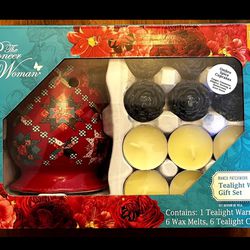 The Pioneer Woman Ranch Patchwork 13-PIECE CERAMIC TEALIGHT WAX WARMER GIFT SET