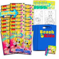 Spongebob Squarepants Mini Party Favors Set for Kids - Bundle with 24 Mini Spongebob Grab n Go Play Packs with Coloring Pages, Stickers and More (Spon
