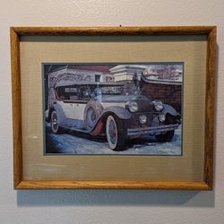 1928 Vintage Packard Car Wall Picture. 16" Wide x 20" High . Nice frame with glass 