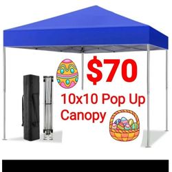 10ft X 10ft Easy Pop Up Outdoor Canopy Tent (BLUE),
Straight Legs Instant Canopy for Outside with Carrying Bag