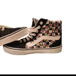 Vans Shoes Size 6.5 Butterfly Black Hi-Top Womens Black Checkerboard Sneakers 