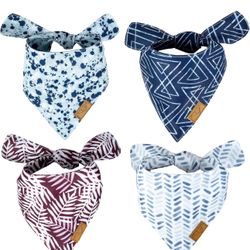 Remy+Roo Dog Bandanas - 4 Pack | Classic Set | Premium Durable 
