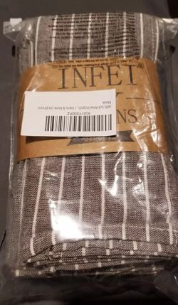 INFEI Soft White Striped Linen Cotton Dinner Cloth Napkins - Set of 12 (17 x 17 inches) - for Events & Home Use (Brown)
