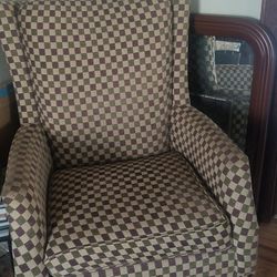 Checkered Wingback Chair