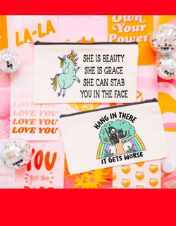 Pencil | Pens | Makeup Bag - Natural Canvas Material