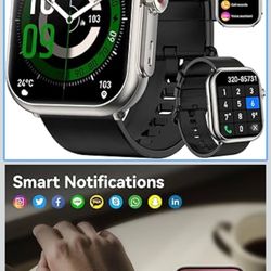 Smart Watch for Men Women, 1000 mAh 100 Day Battery Life, 1.85" Fitness Tracker Bluetooth Call/Make Calls, 110+ Sport Modes, IP68 Waterproof, Heart Ra