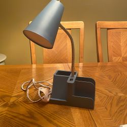 Blue Adjustable Desk Lamp w/Charger