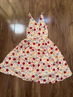 Girls' White Floral Sundress with Red Flowers