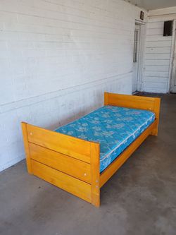 Wooden Bed with Twin Mattress $35