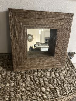 Crate and Barrel Woven Square Framed Mirror