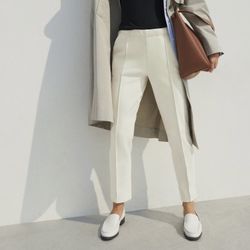 EVERLANE Creme Canvas High Waisted Ponte Knit Tapered Workwear The Dream Pant