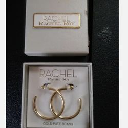 Rachel Roy Gold Plate Brass Open Hollow Hoops Earrings 