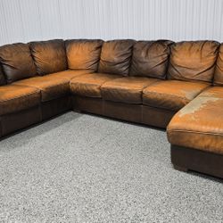 Brown Real Leather Sectional Couch – $450 (OBO)