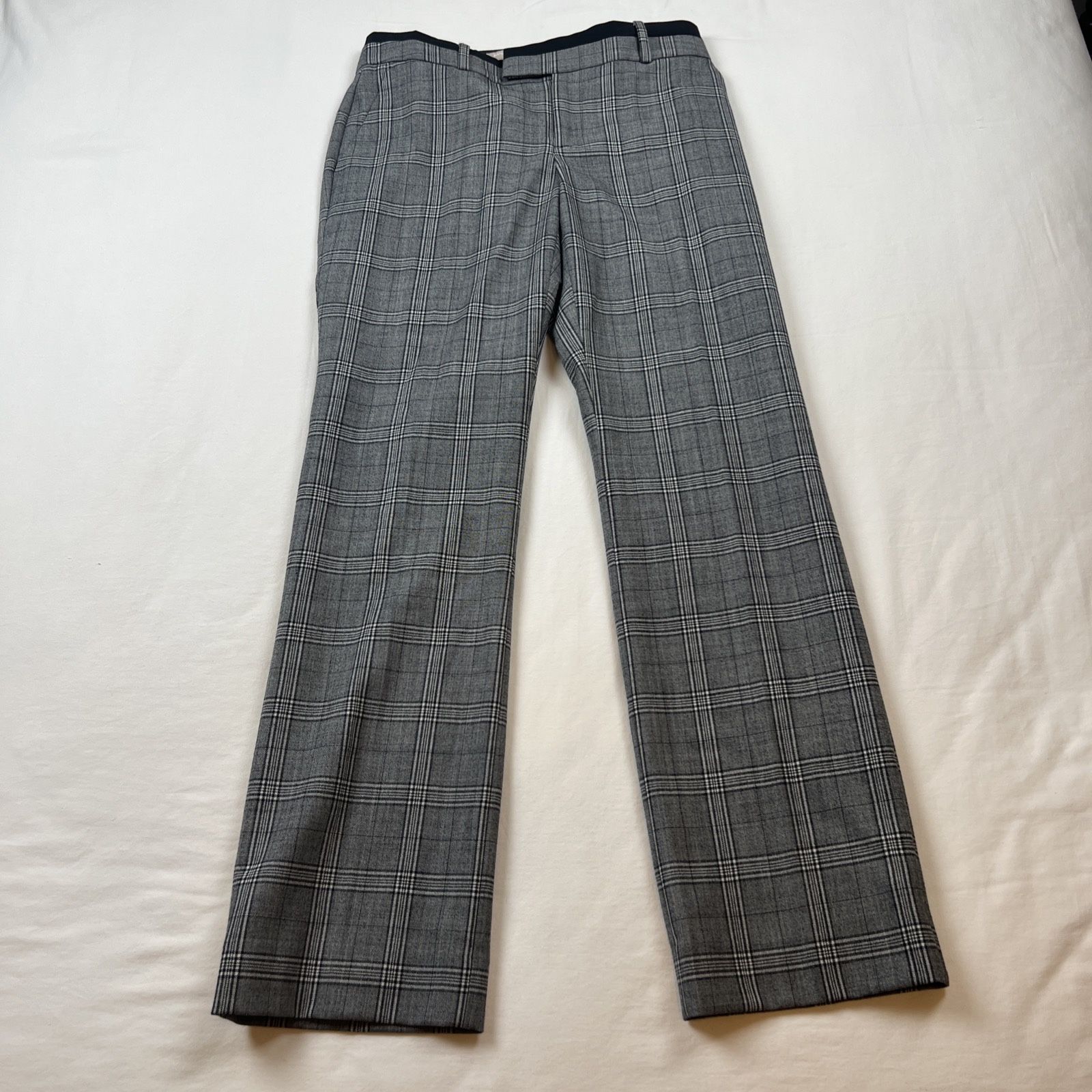 Banana Republic Martin Fit Plaid Wool Blend Dress Pants Black White 2P