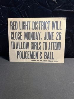 reproduction, Cardboard Sign of a closure of the red light District