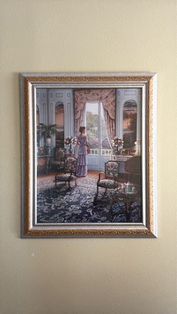 Framed Victorian Interior Scene Print