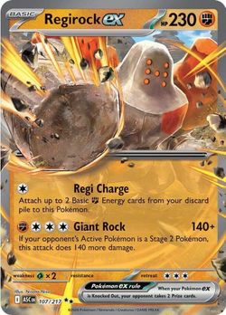 Regirock ex 107/217 Double Rare Ascended Heroes Pokemon Holo Near Mint