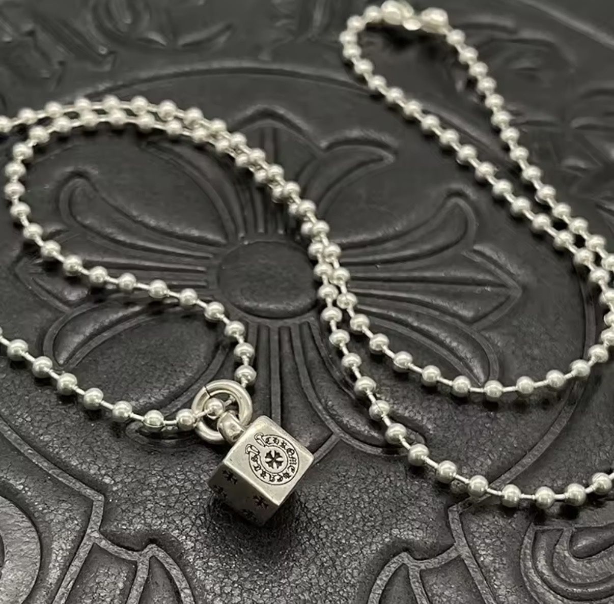 Chrome Hearts Style Dice Pendant Necklace – Sterling Silver Look