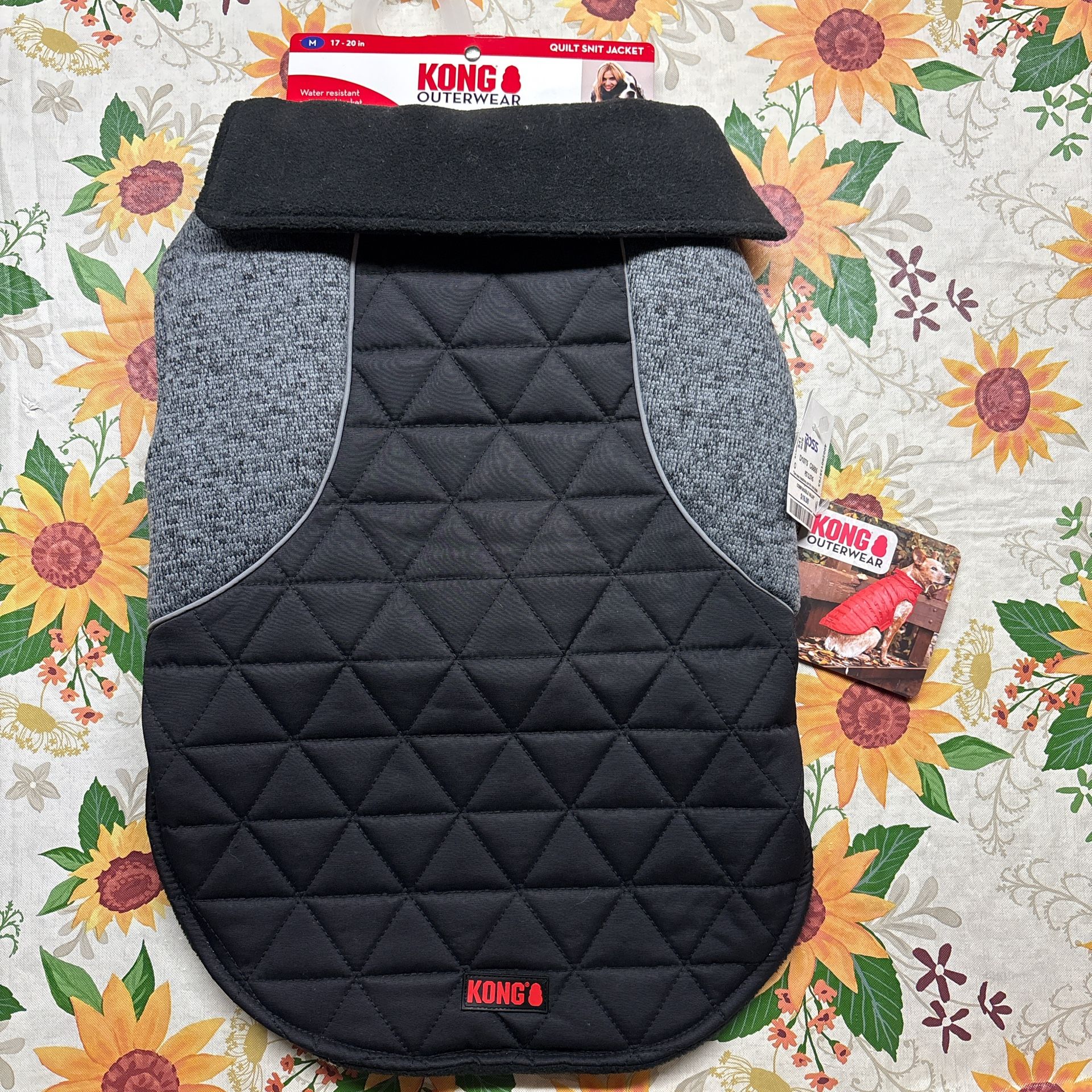 Kong outerwear , Grey and black Kong dog coat , water resistant #dogaccessories #kong #medium 17-20 in #quilt R559