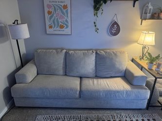 Light Gray 3-Seat Fabric Sofa