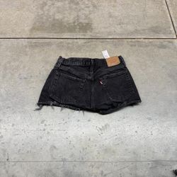vintage levis 501 faded black cut off denim jean shorts jorts size 27 WOMENS