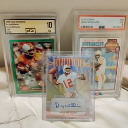 (2) DOUG WILLIAMS GRADED SLABS & (1) AUTOGRAPHED TRADING CARDS 
