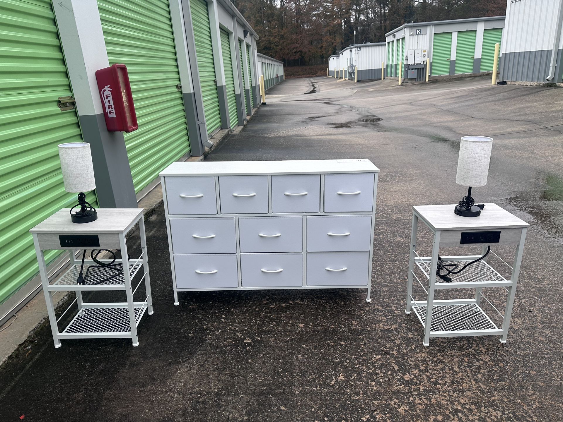 Dresser, Nightstands, And Lamps