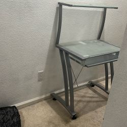 Glass Desk With Top Shelf