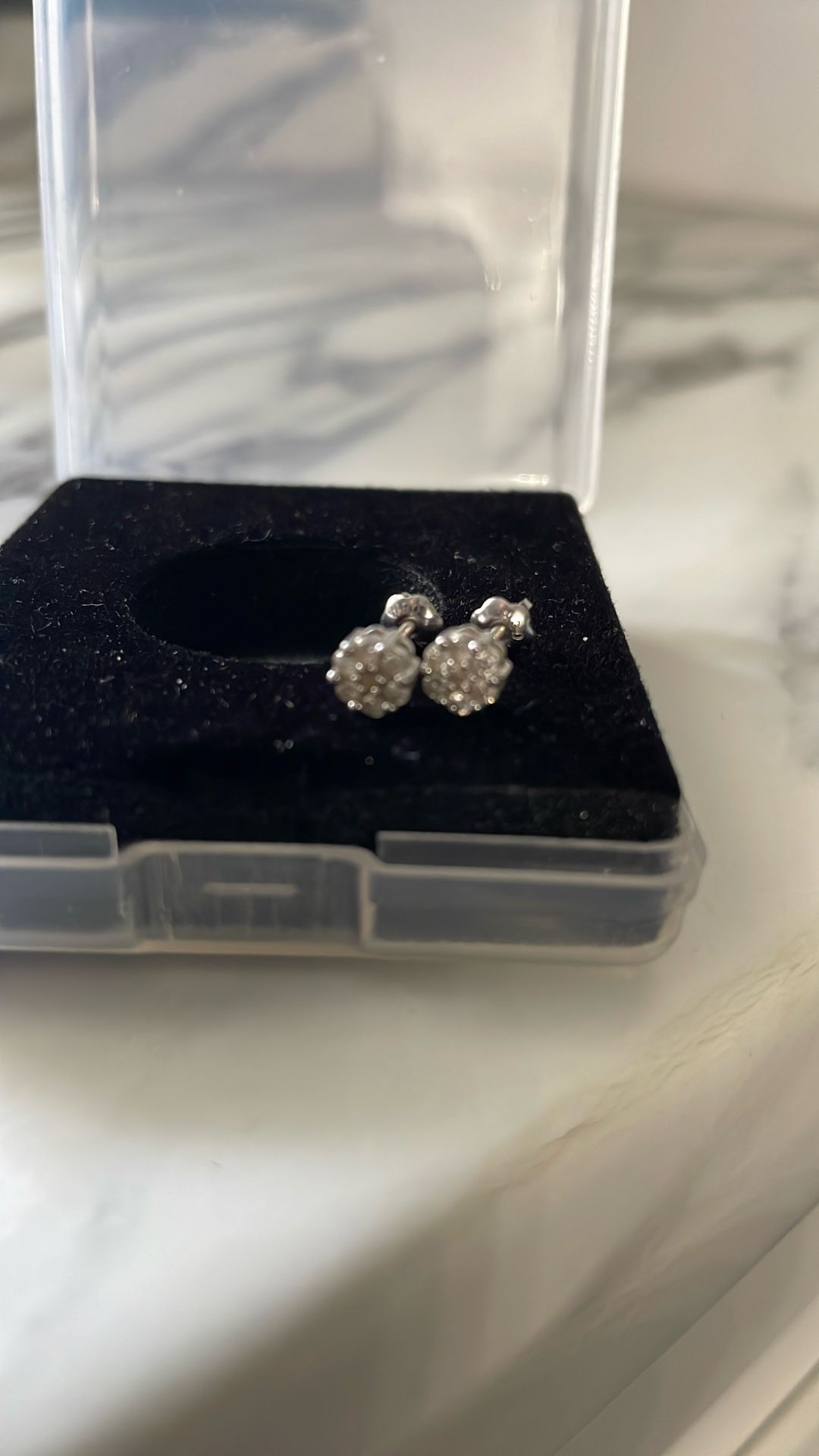 14k WG Diamond Screw Back Stud Earrings