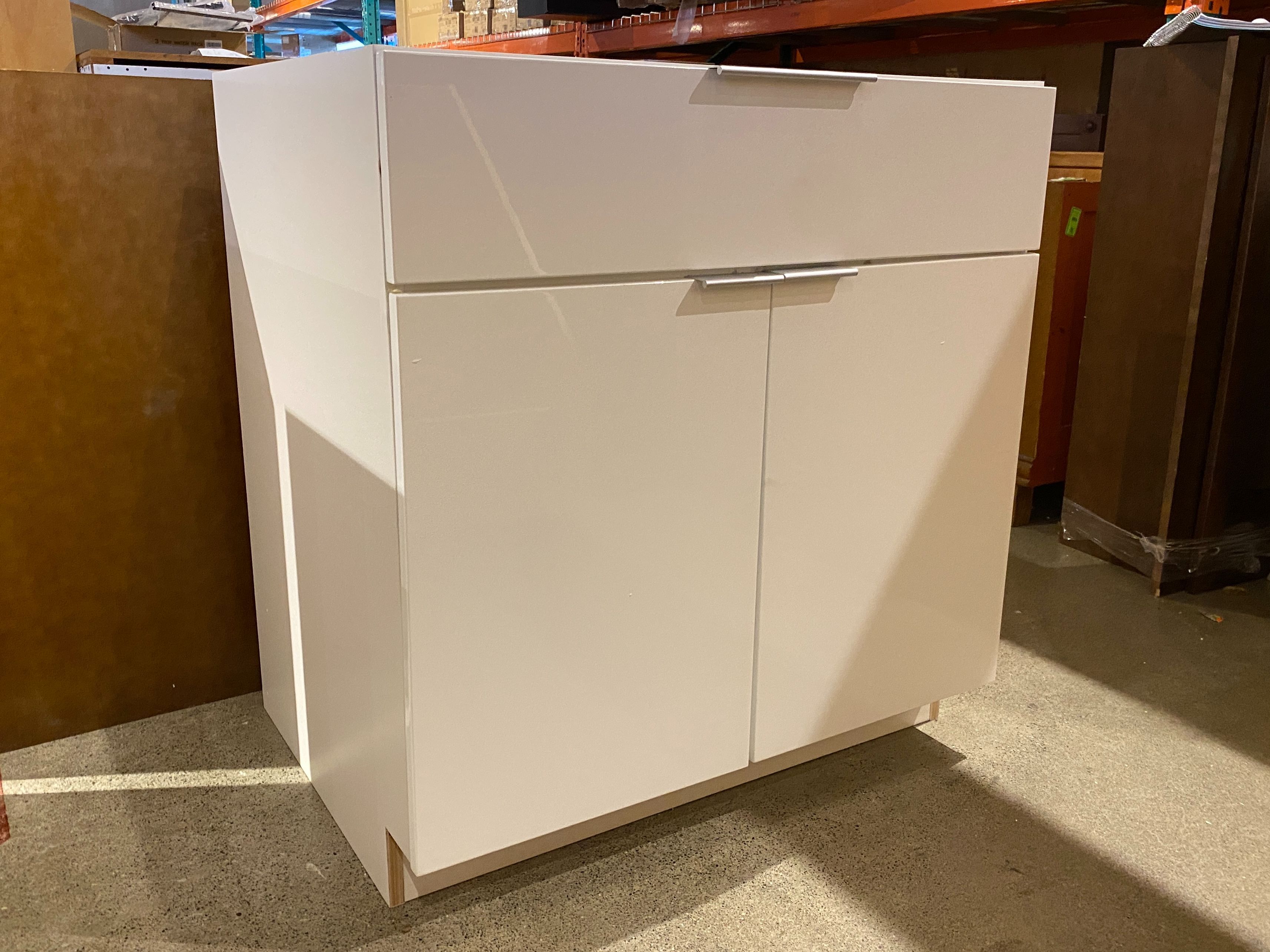 Crisp White Center-Open Single Drawer Cabinet