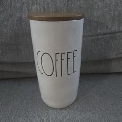 New Rae Dunn 8"  Coffee Cellar With Wood Lid 