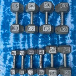SET OF DUMBBELL WEIGHTS (PAIRS OF)  8s  12s  25s  30s  35s