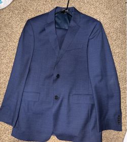 Tommy Hilfiger Men's Blue Two-Button Suit Jacket with hemmed pants