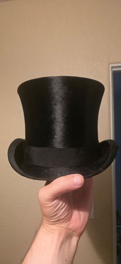 SILK PLUSH TOP HAT 7 1/8  ANTIQUE Dunlap Hat Co.