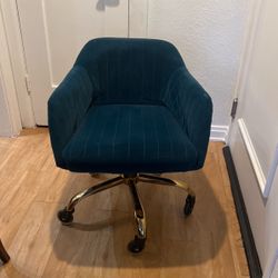 Beautiful Wayfair Teal Velvet Desk Chair w/ wheels