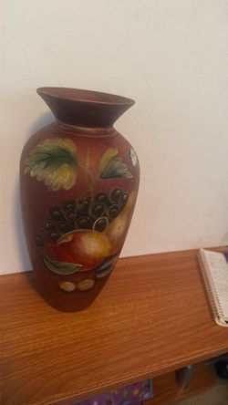 Hand-Painted Decorative Vase with Fruit Motif