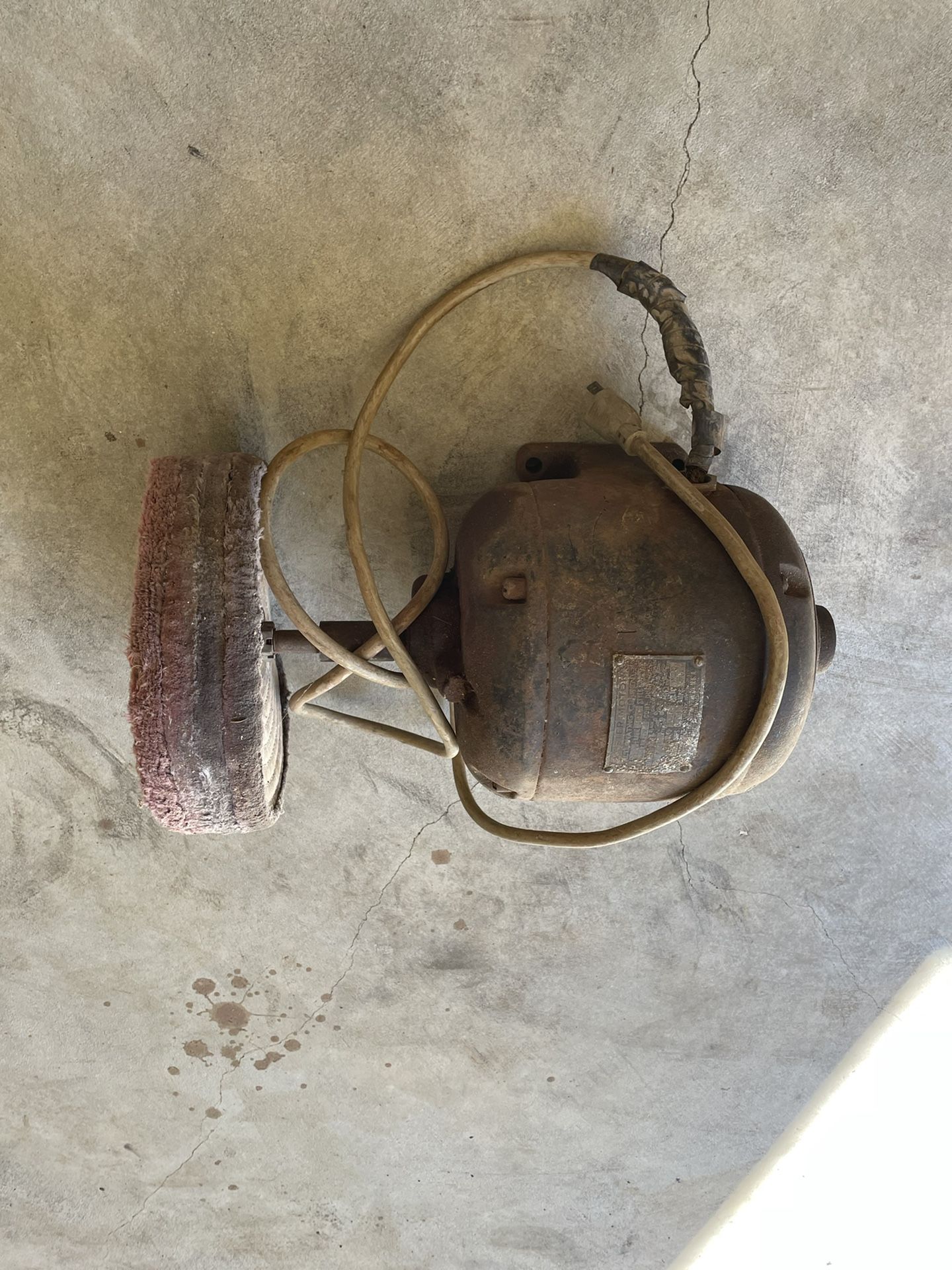 Old Electric Motor With Buffing Wheel