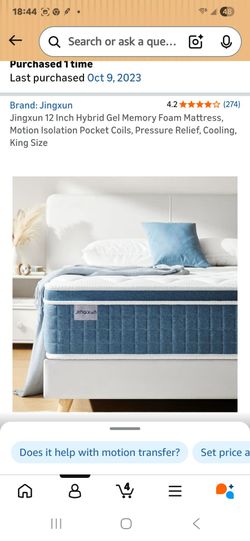 LIKIMIO King Size Bed Frame;Jingxun 12 Inch Hybrid Gel Memory Foam Mattress with free side table 2 King size pillow and bed sheet with pillow cover