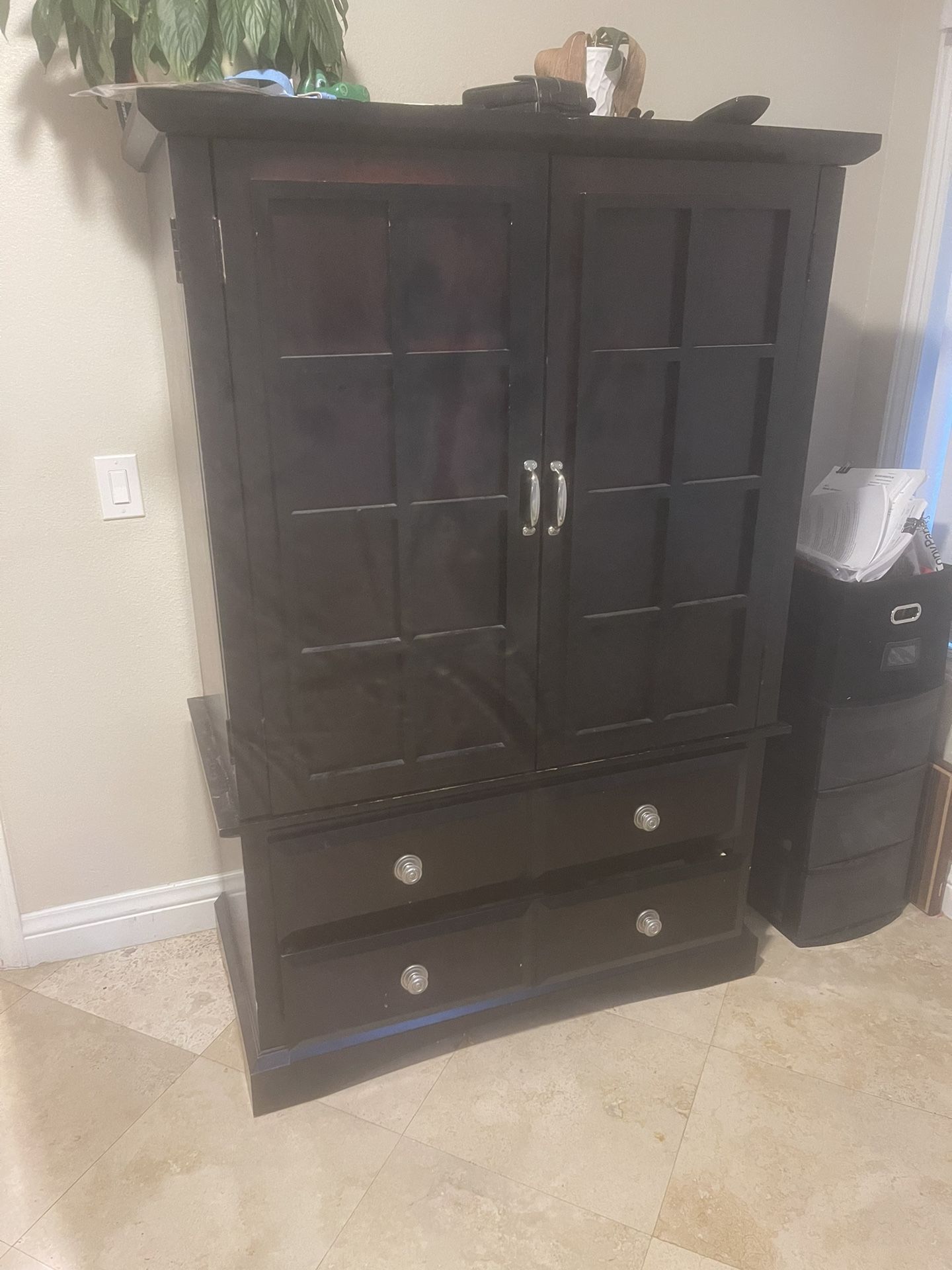Free Dark Wood Armoire Cabinet