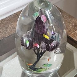 Vintage  1997 Signed Art Glass Paperweigt , Collectable 5” T